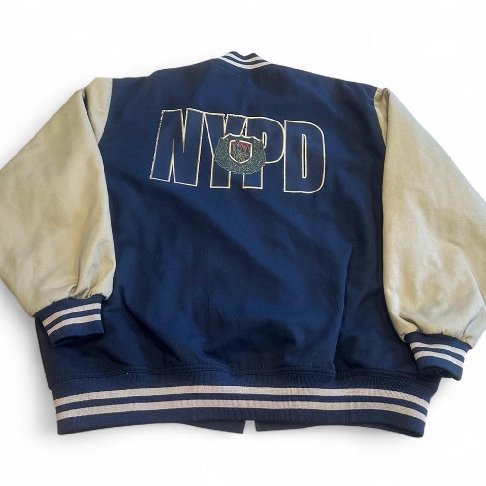 Rare Vintage Dickies NYPD Varsity Jeans Bomber Jacket Size 2XL Y2K 90s Preppy